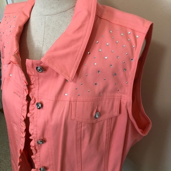 Quaker Factory Embellished Button Front Vest with Pockets NWT - Picture 2 of 5